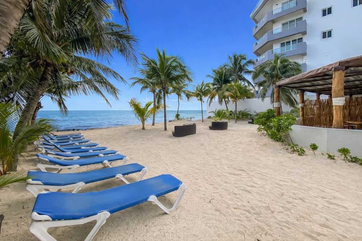 Nearby: white-sand beach with loungers