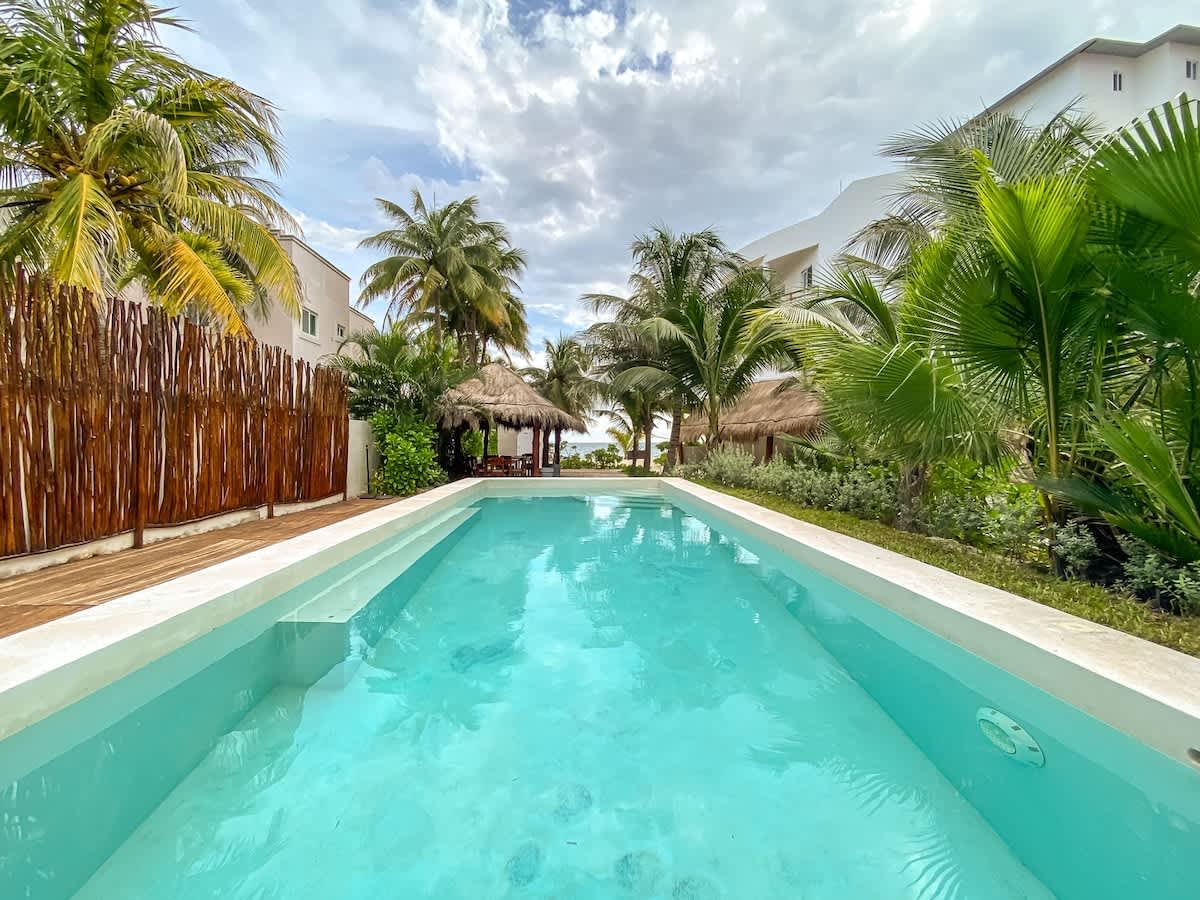 Shared pool with sun loungers (common area)