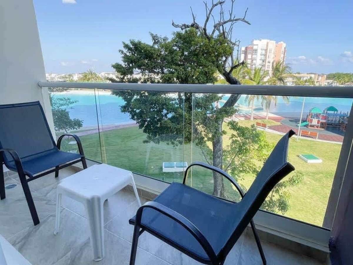 Private balcony with lagoon views