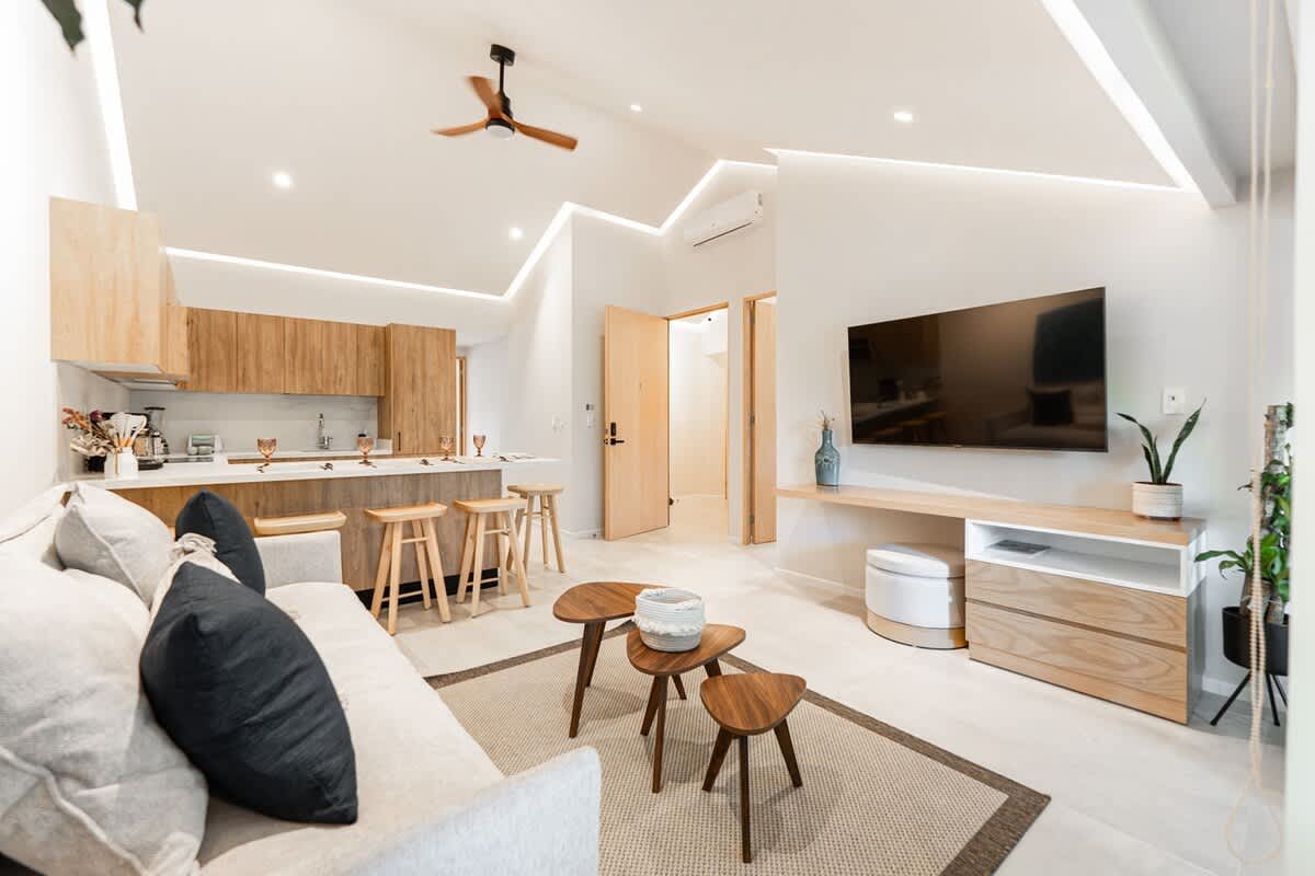 Living room with smart TV