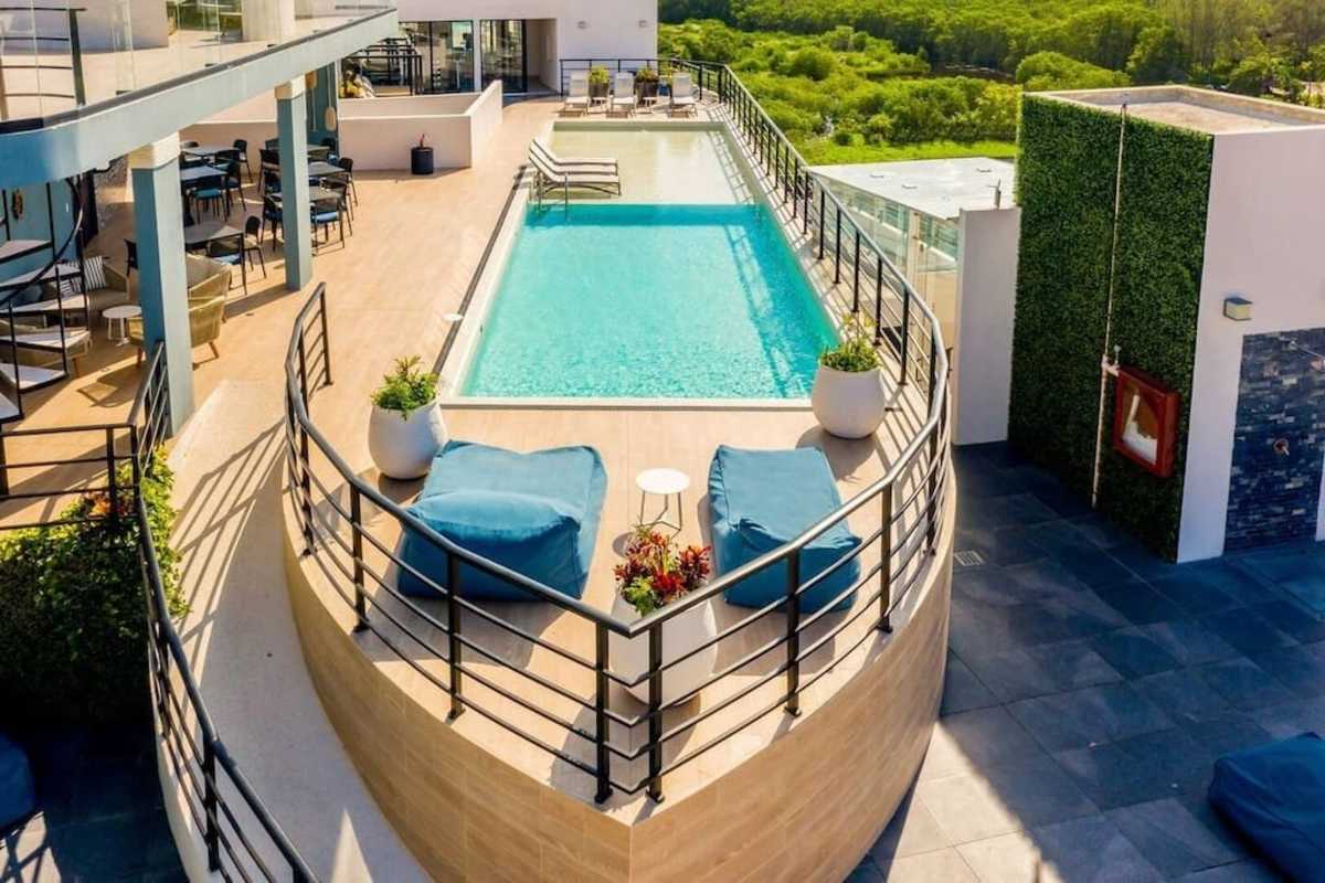 Shared rooftop pool deck