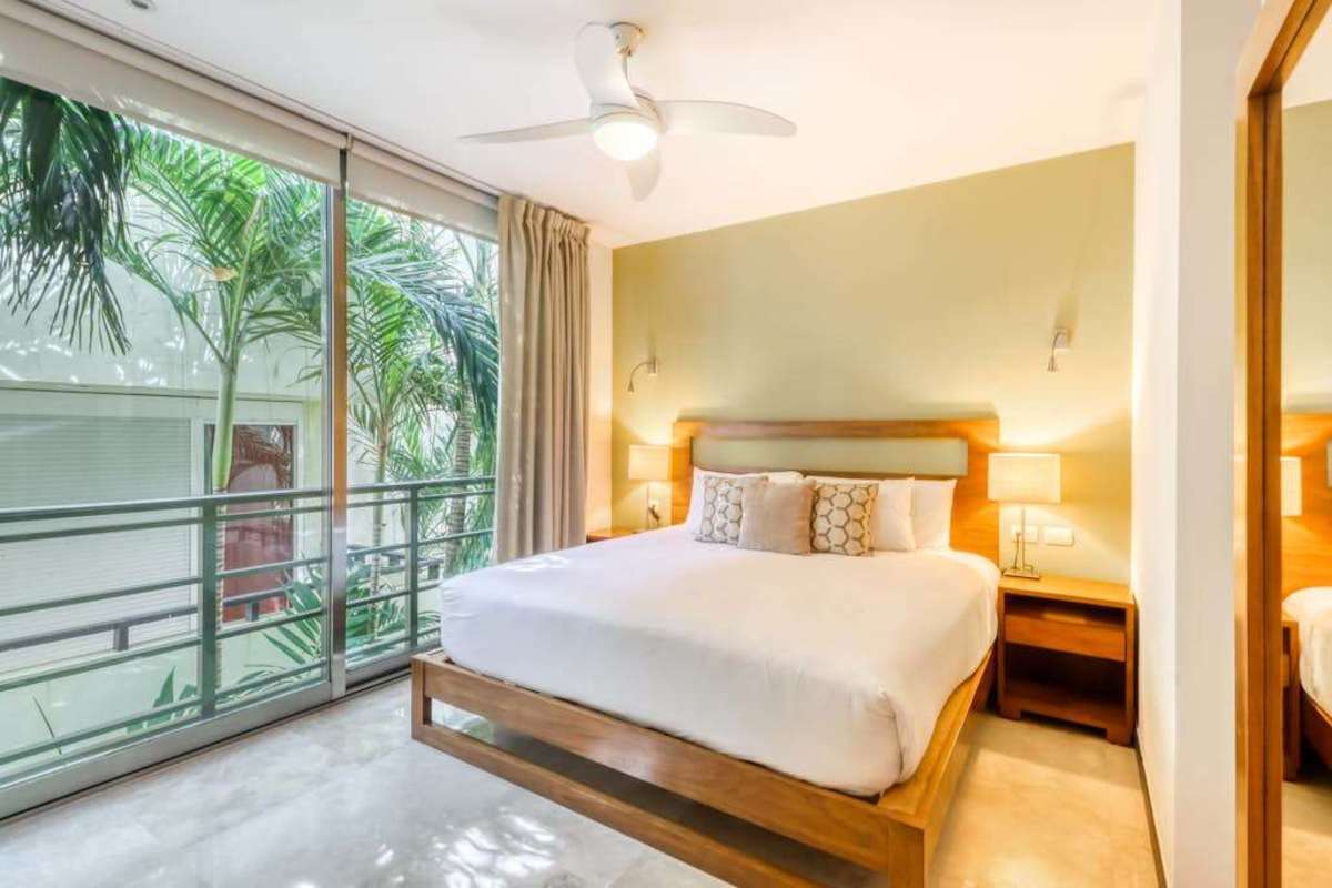 Bedroom with king bed and natural light