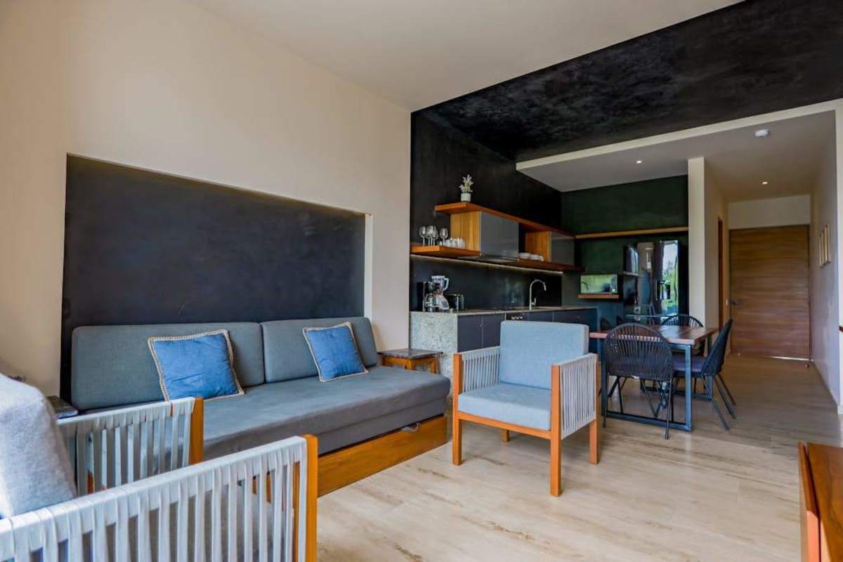 Open living and dining area