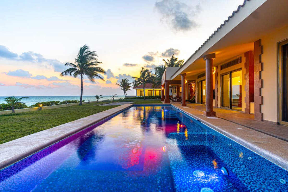 Private pool and lounge with ocean views