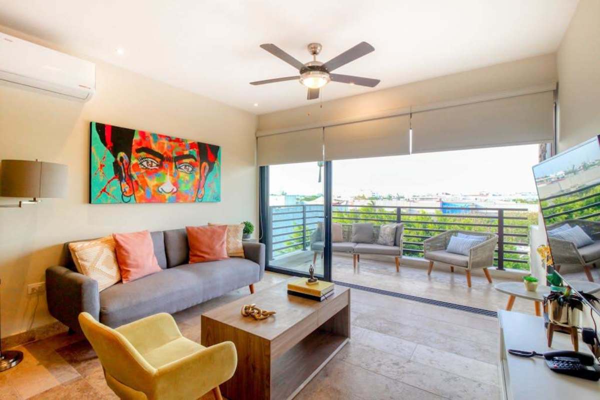 Open living area with balcony access