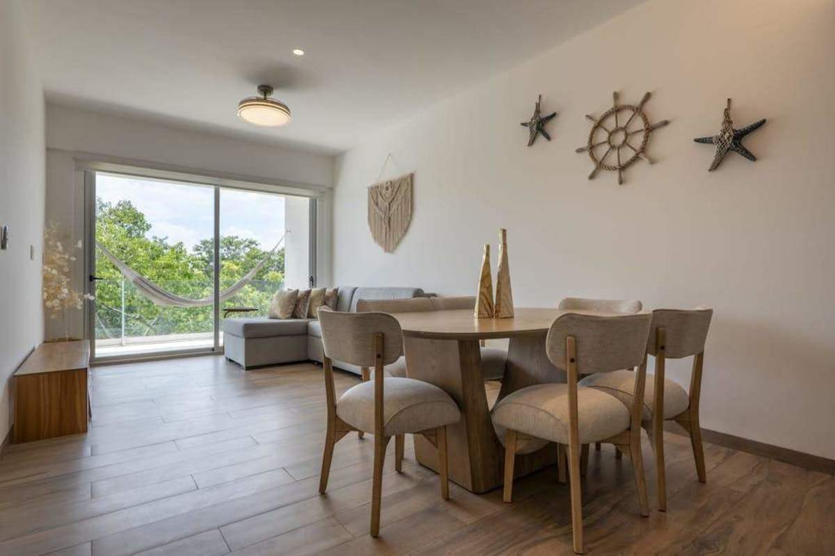 Dining area with coastal decor