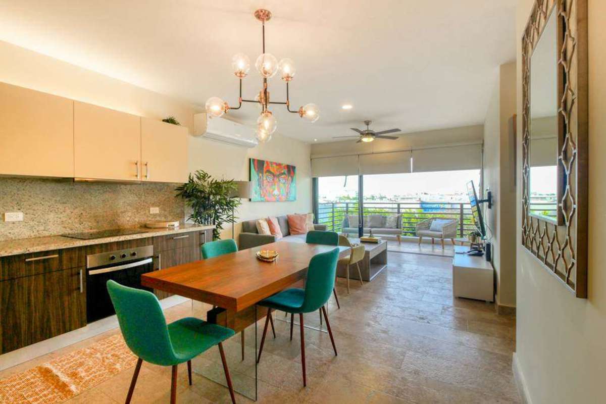 Fully equipped kitchen with stainless steel appliances