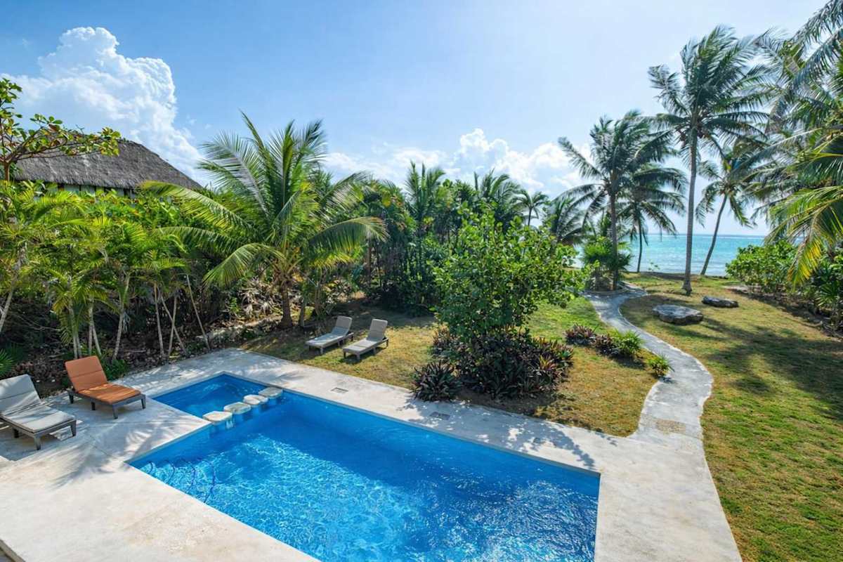 Private pool surrounded by palms