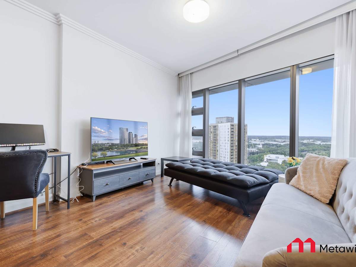 Bright living room with large windows