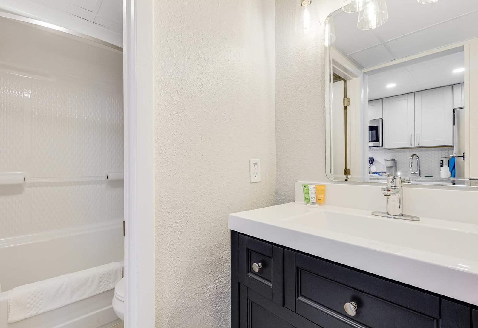 Freshen up in our clean and modern bathroom
