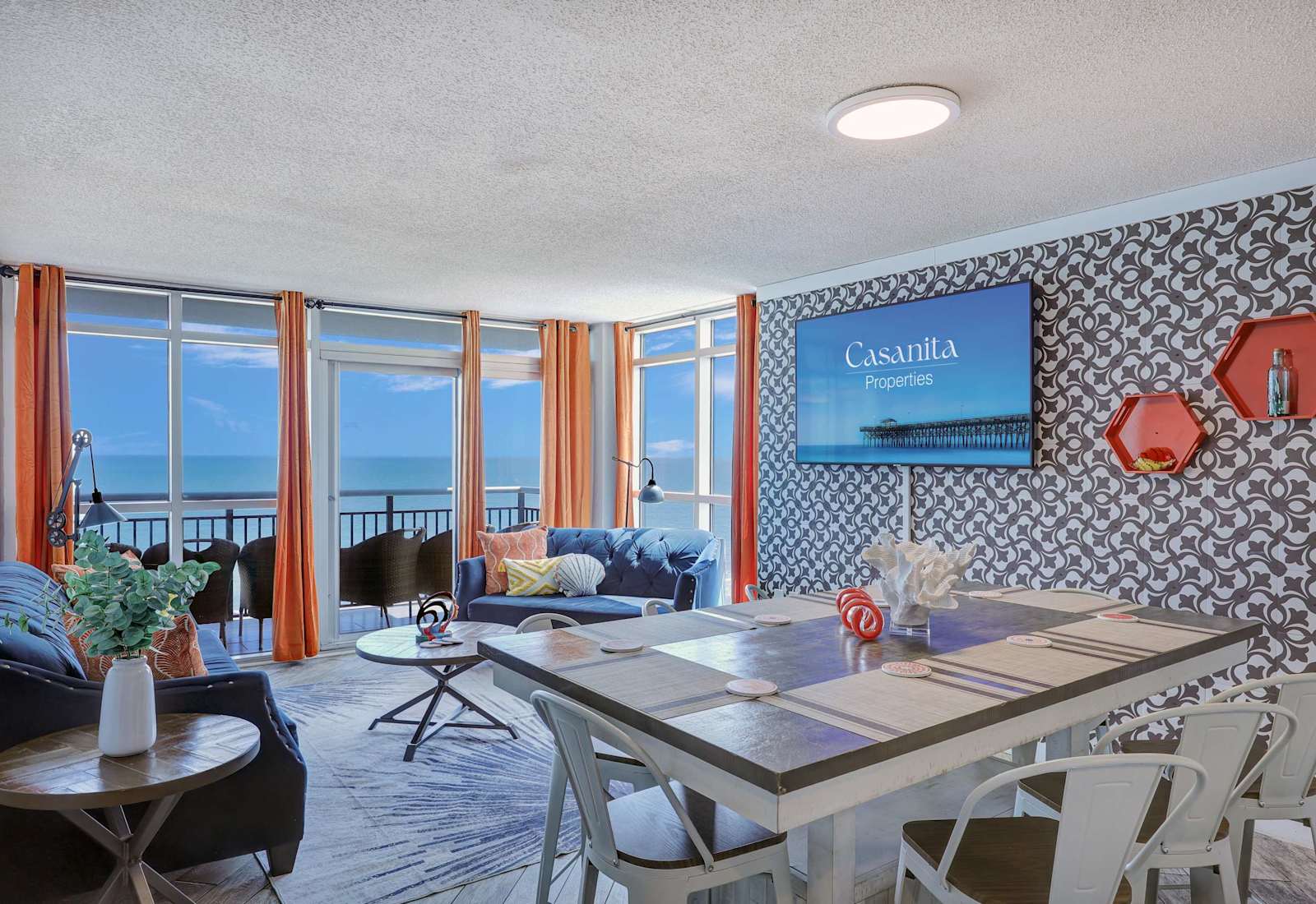 Ocean views, bold vibes, and beachy bliss! Kick back in this stylish coastal retreat with a splash of color and a front-row seat to sunrise.
