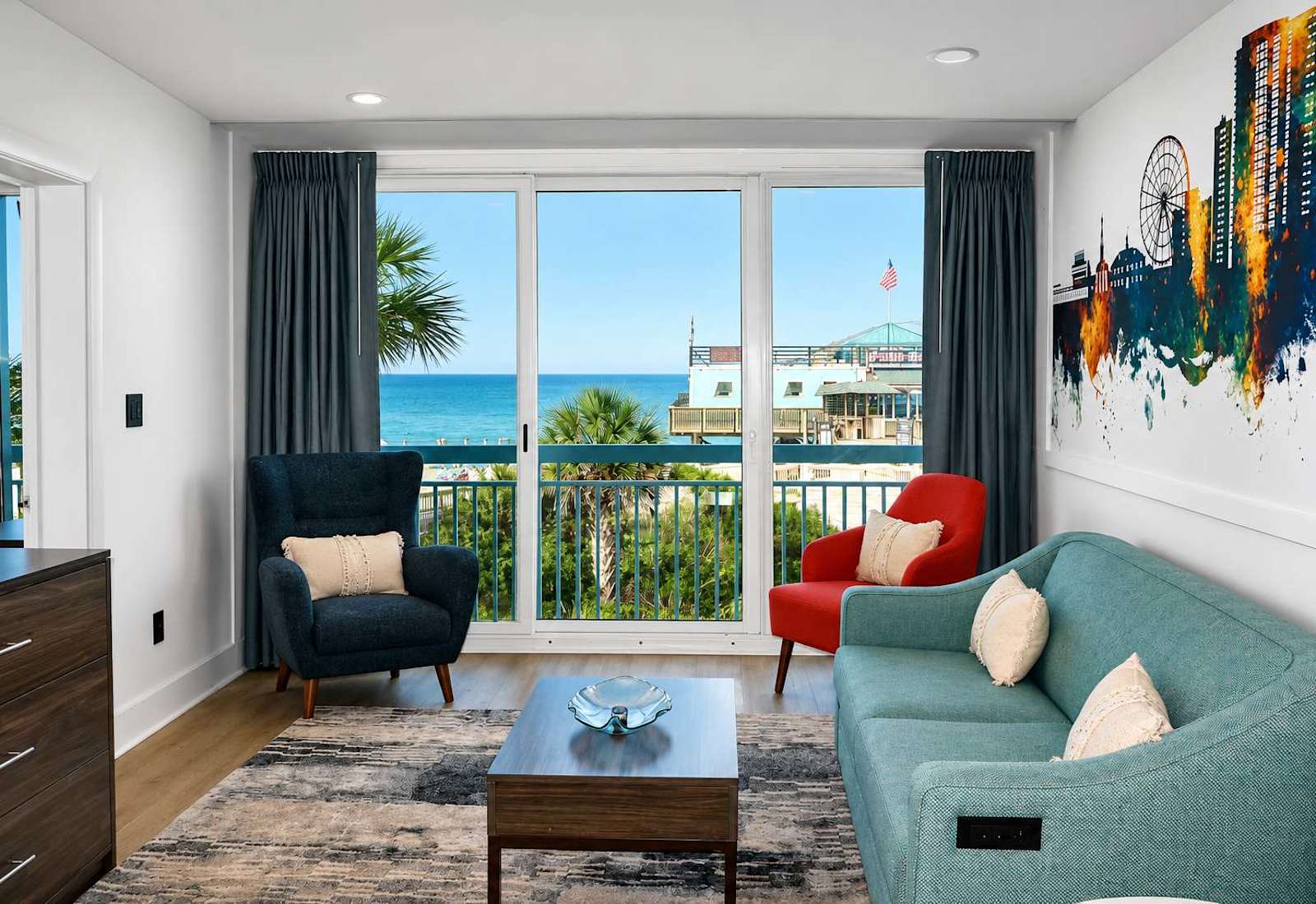 Enjoy your private oceanfront view from your Juliet balcony. And if you need to get even closer to the ocean, the 14th Avenue Pier is right outside your window!