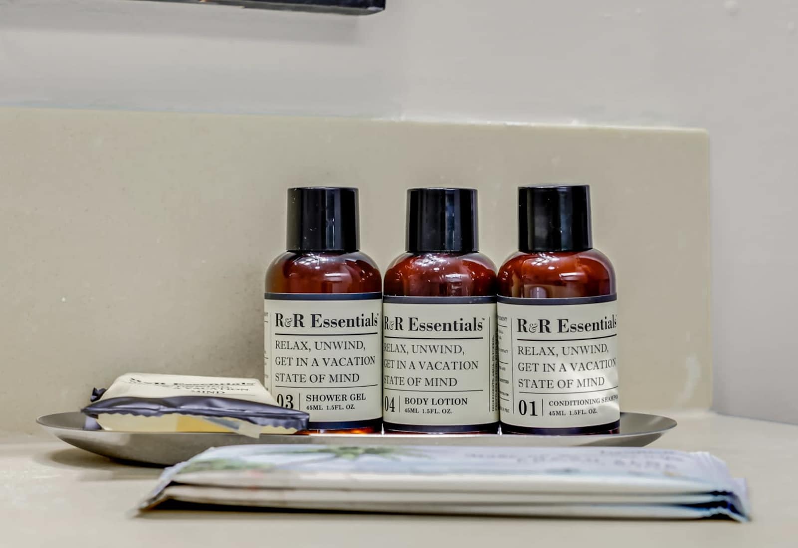 Indulge in our curated collection of luxurious toiletries designed to elevate your stay. With scents to relax and unwind, these travel-sized treats bring a vacation state of mind to your daily routine.