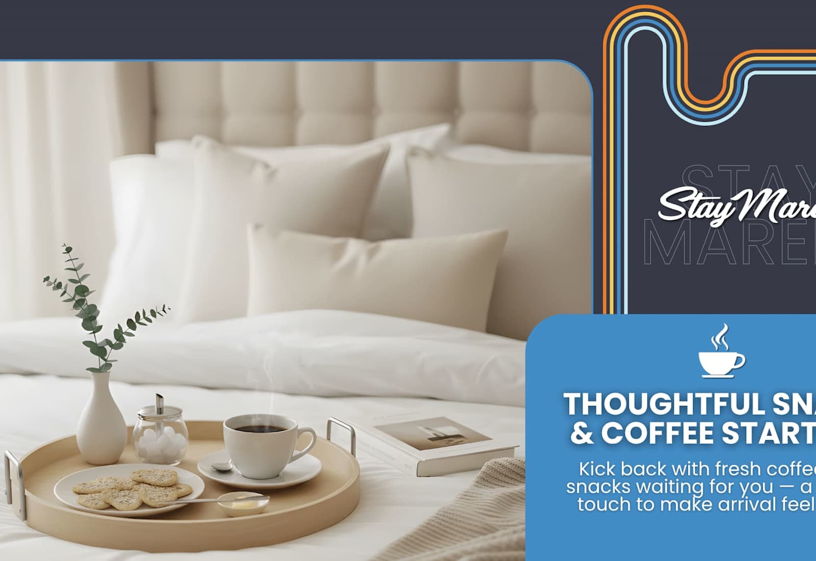 Start your stay right with fresh coffee and tasty snacks — a warm welcome that makes you feel instantly at home.