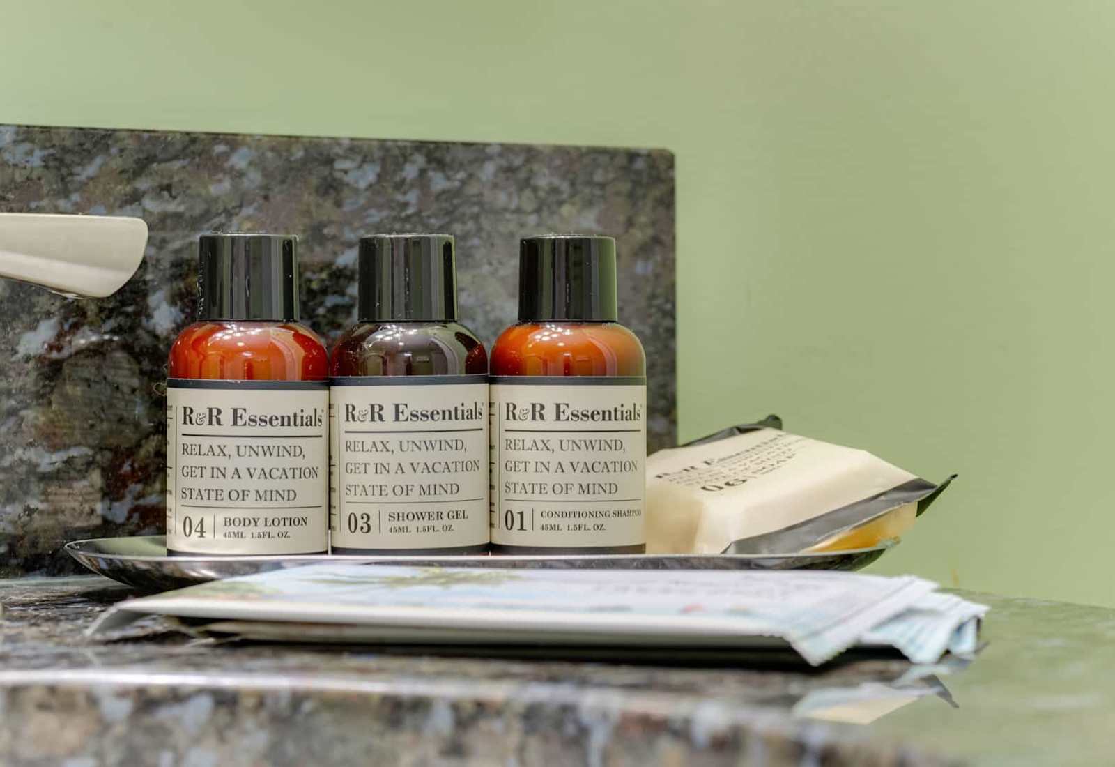 Indulge in our curated collection of luxurious toiletries designed to elevate your stay. With scents to relax and unwind, these travel-sized treats bring a vacation state of mind to your daily routine.