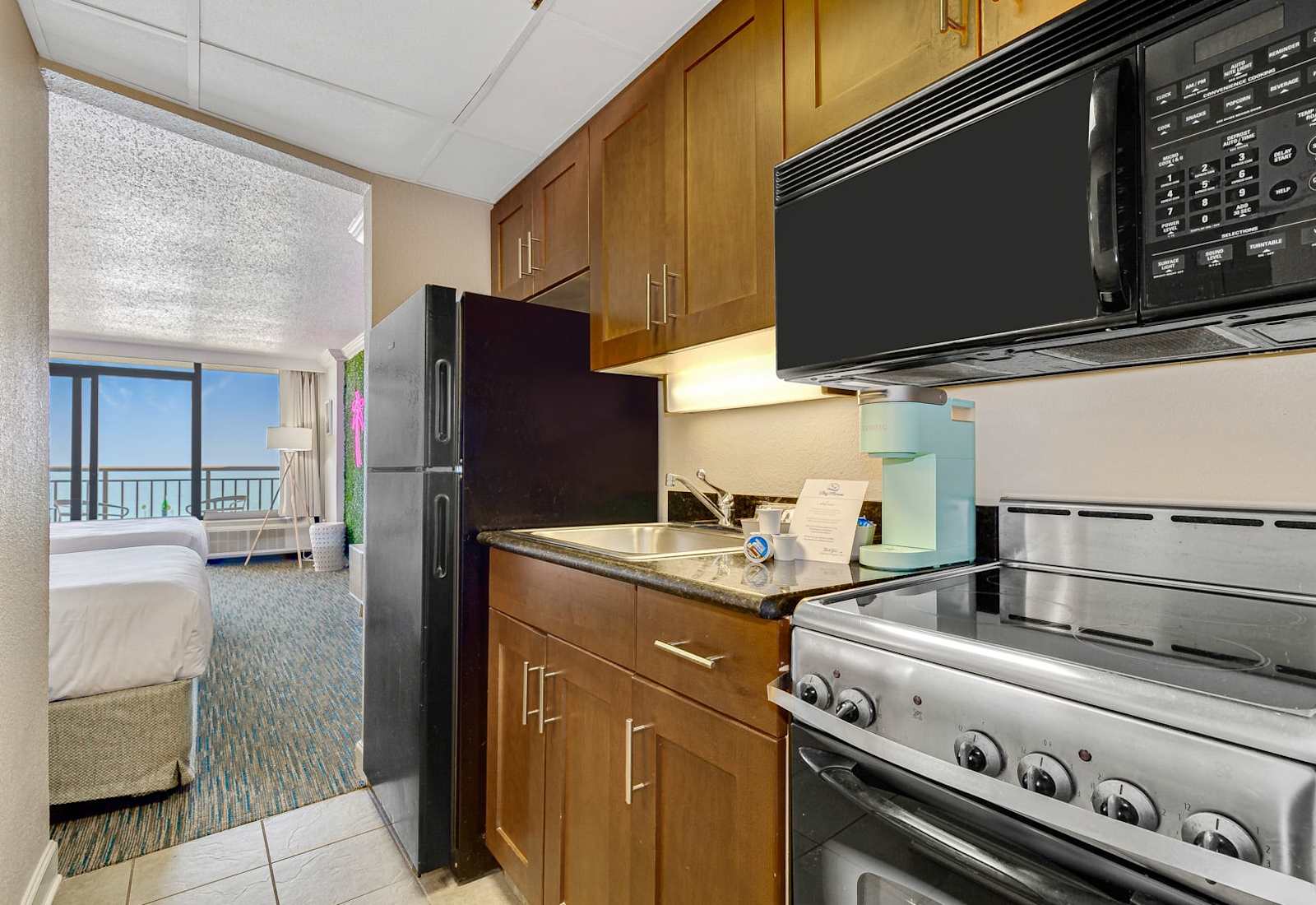 Fully equipped kitchen with all the essentials for a comfortable stay.
