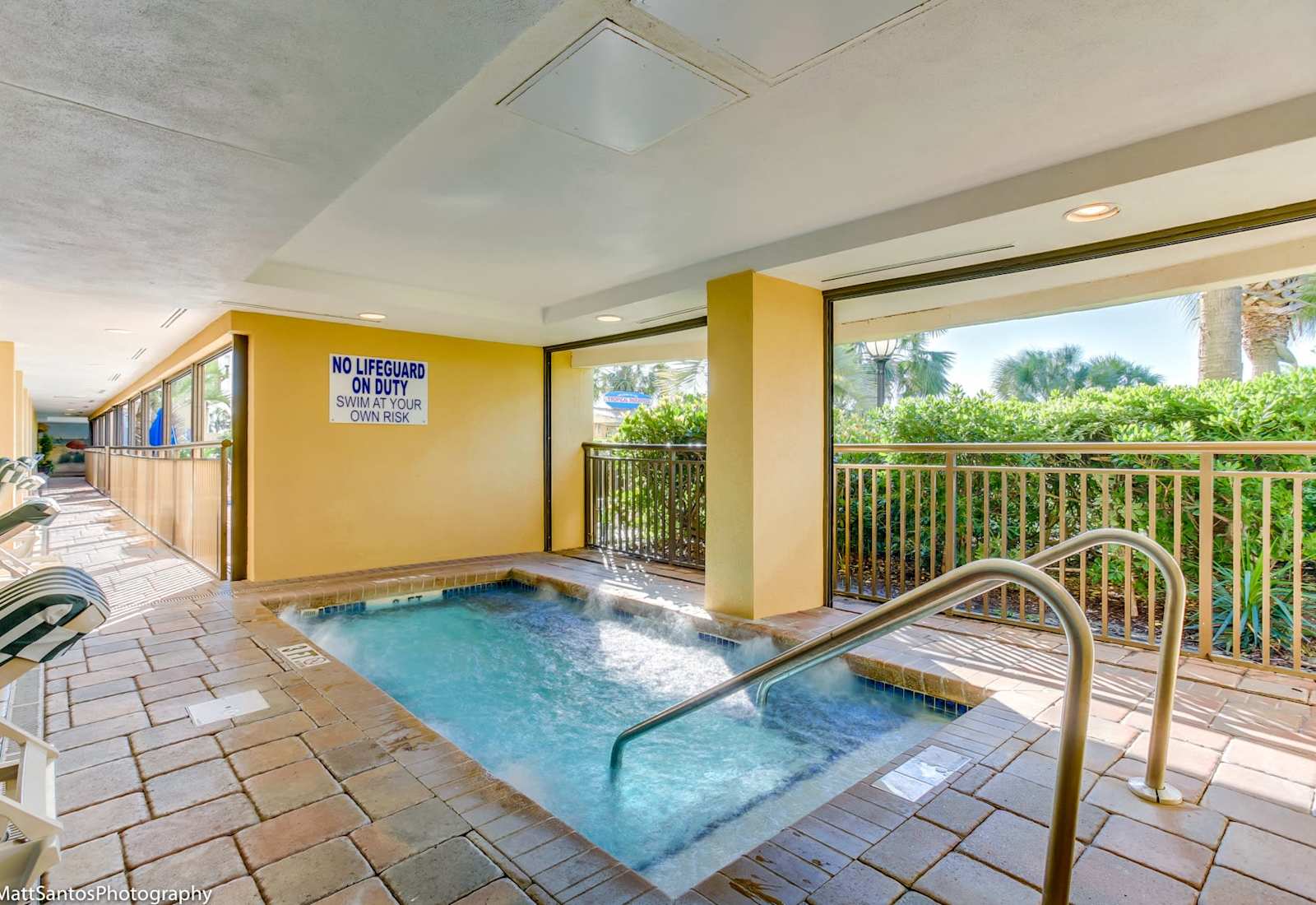 Relax and unwind in our heated outdoor hot tub, perfect for a cozy soak after a day of exploring.