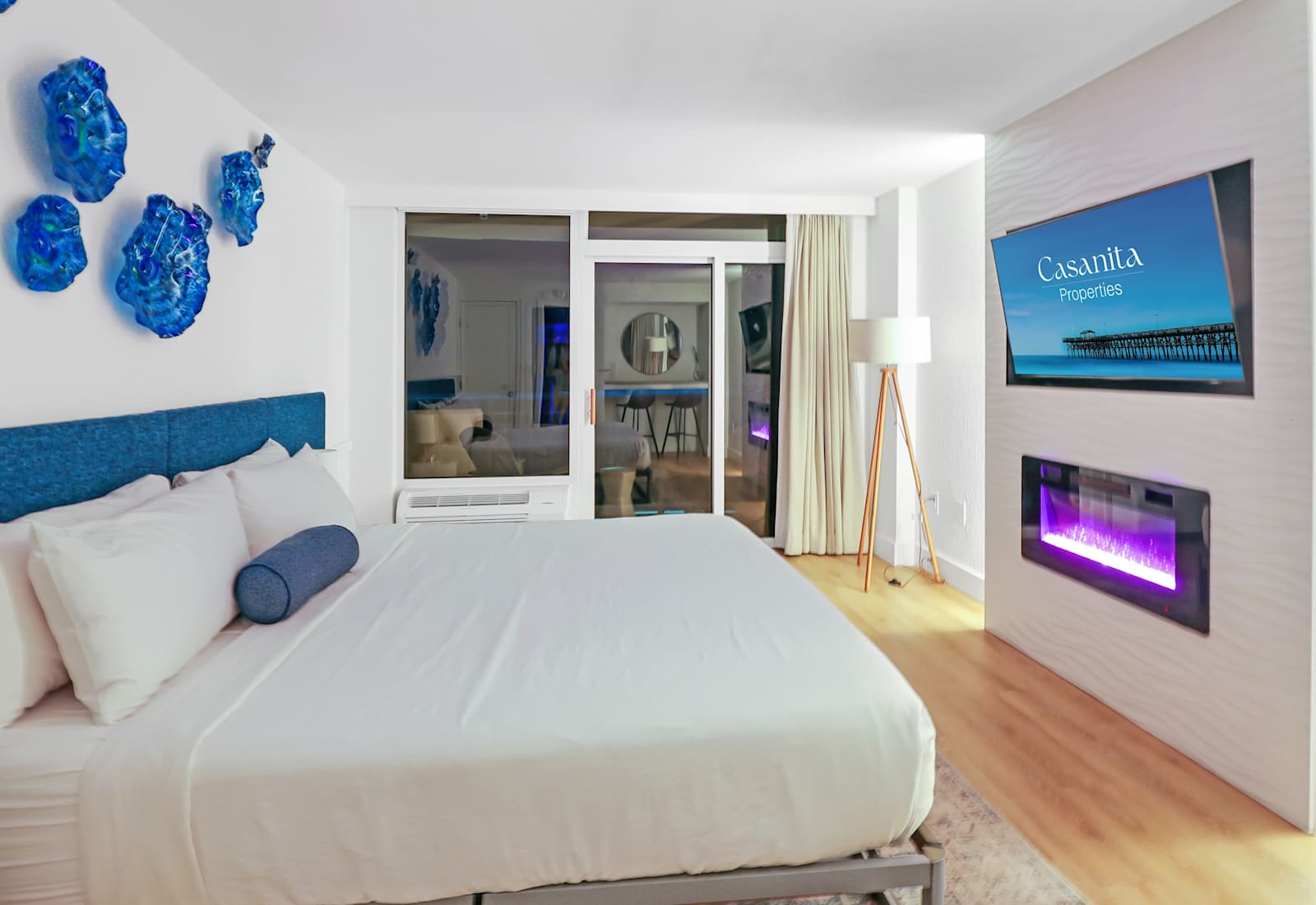 Snuggle up in the bed in front of the fire, or watch a movie at the end of a long day soaking up the sun!