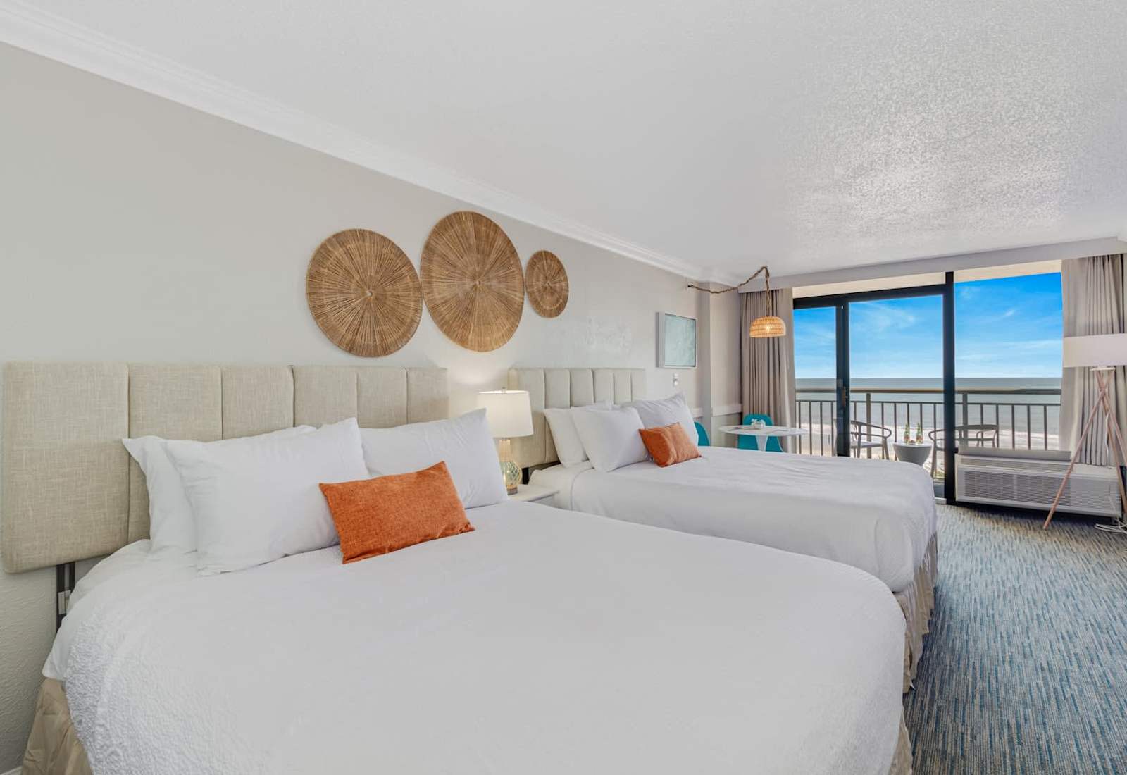 Unwind in our comfortable and spacious room with stunning ocean views. 
