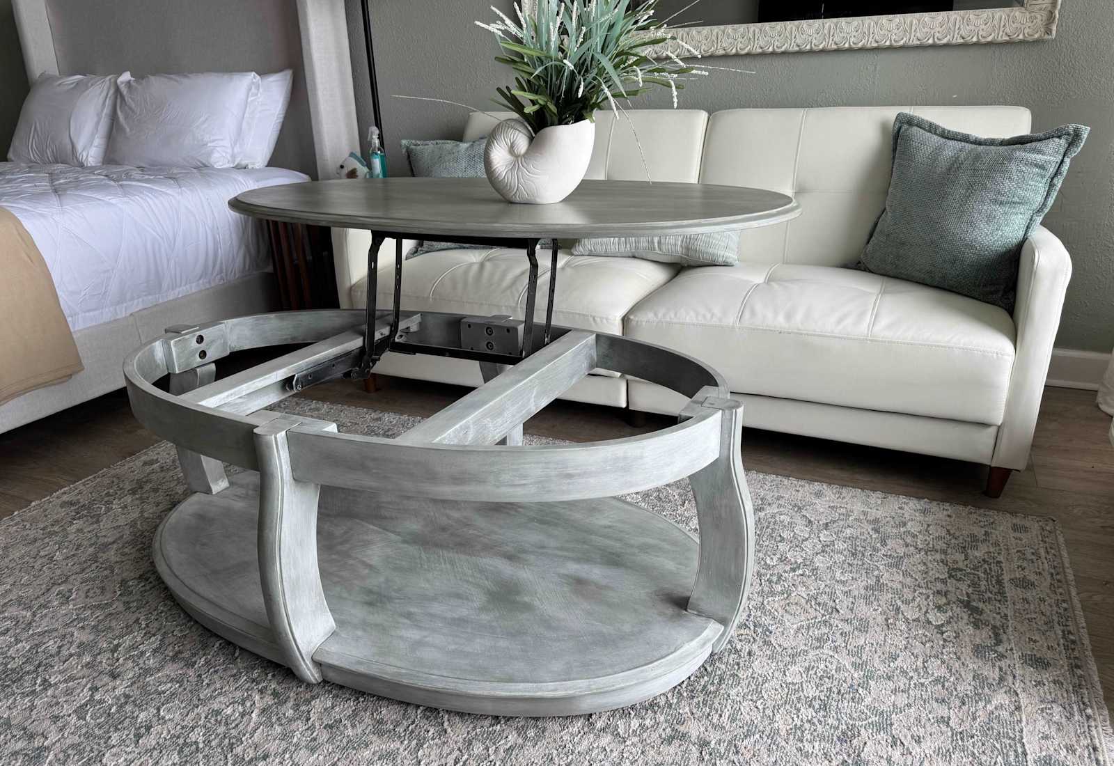 Comfortable seating and coastal touches make this the perfect spot to unwind after a day at the beach.