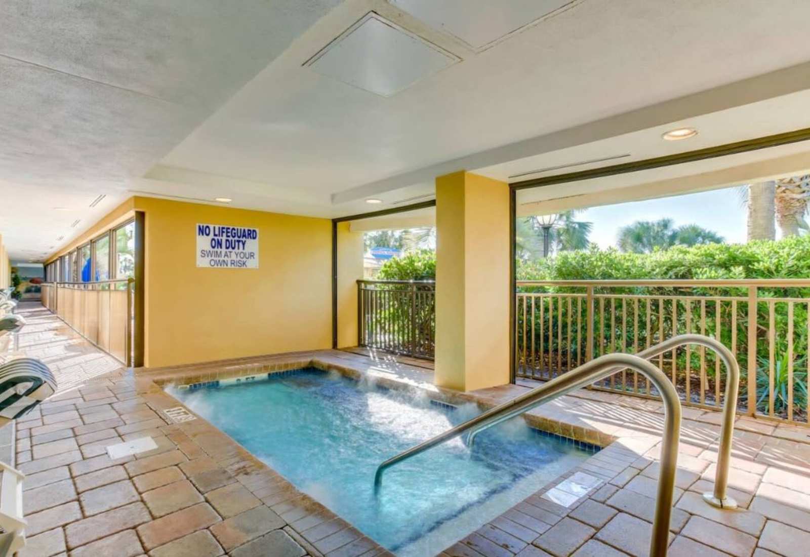 Relax and unwind in our heated outdoor hot tub, perfect for a cozy soak after a day of exploring.