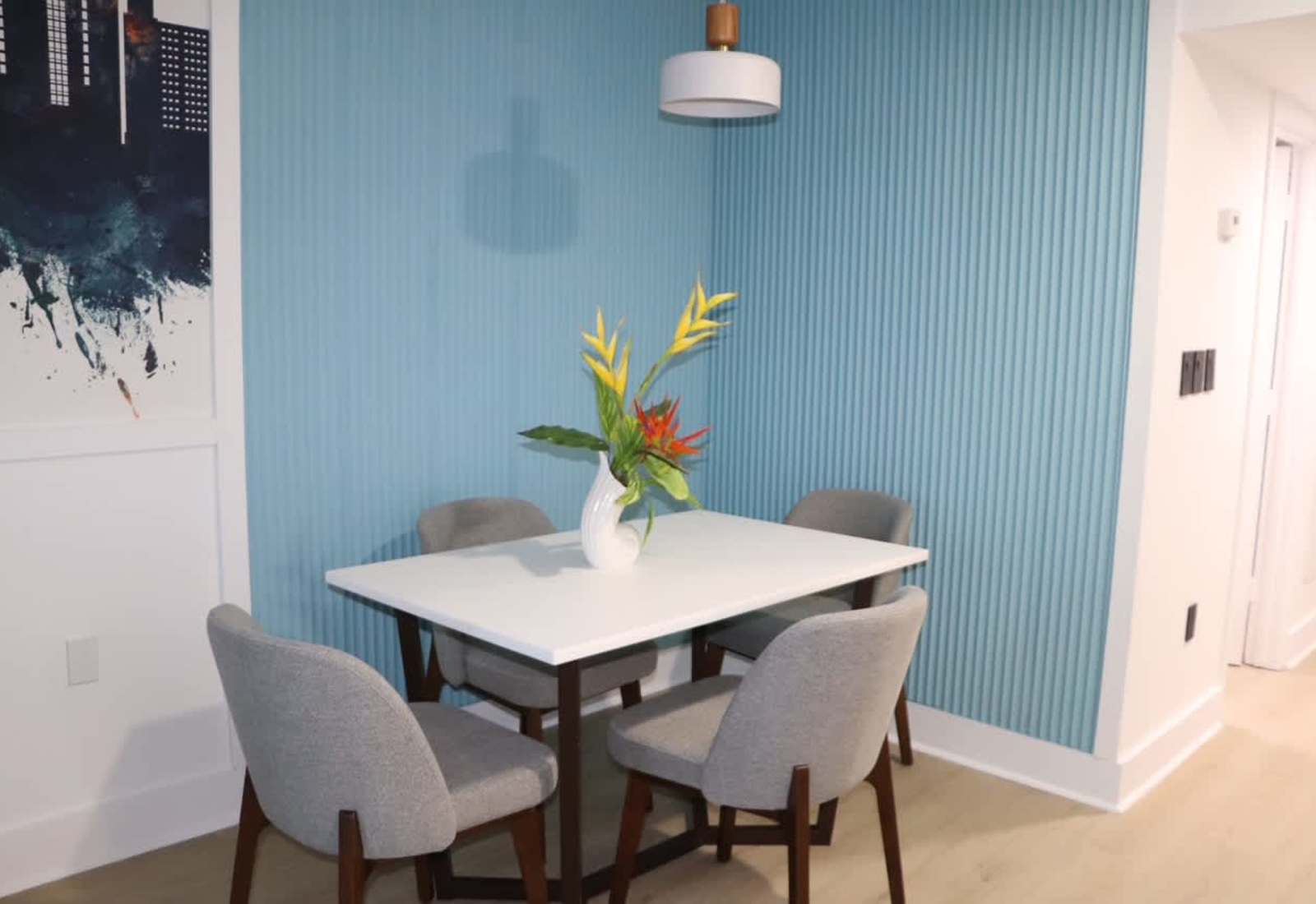 Enjoy a shared meal or morning coffee in this cozy dining nook