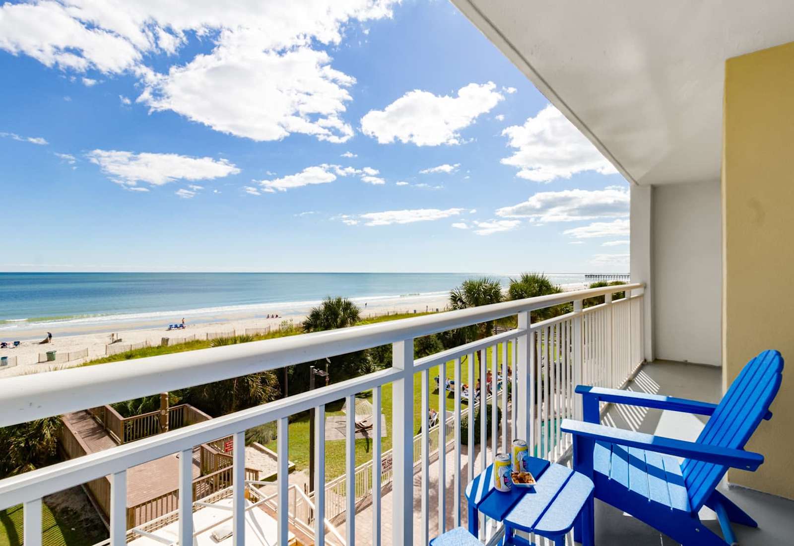 Enjoy breathtaking ocean views from your private balcony, just steps from the sandy beach. Perfect for relaxing mornings and sunset strolls. 