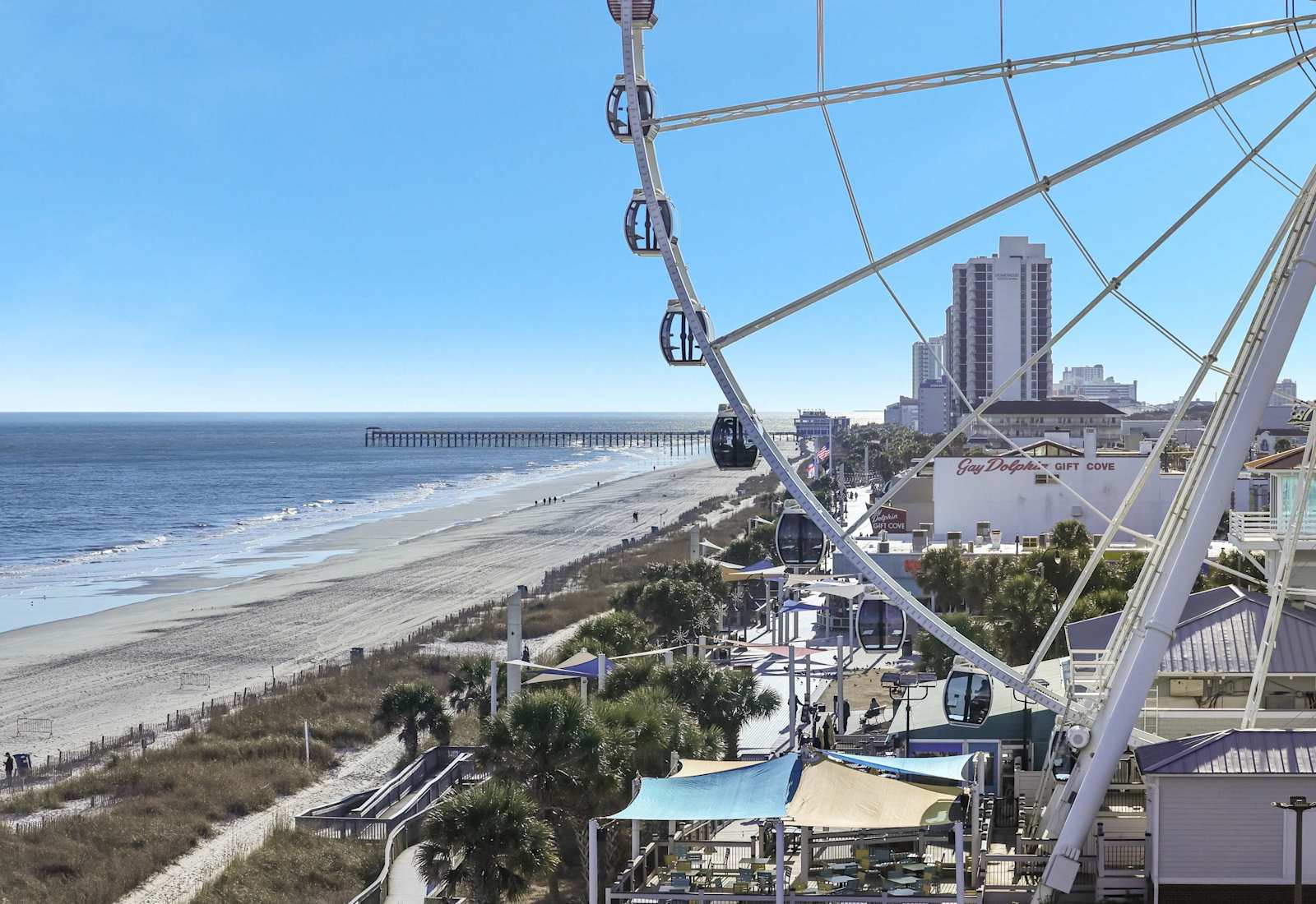 Steps from the iconic Myrtle Beach SkyWheel and lively boardwalk, this location offers the best of beachfront fun, dining, and entertainment. Enjoy ocean breezes, coastal views, and endless attractions just outside your door.