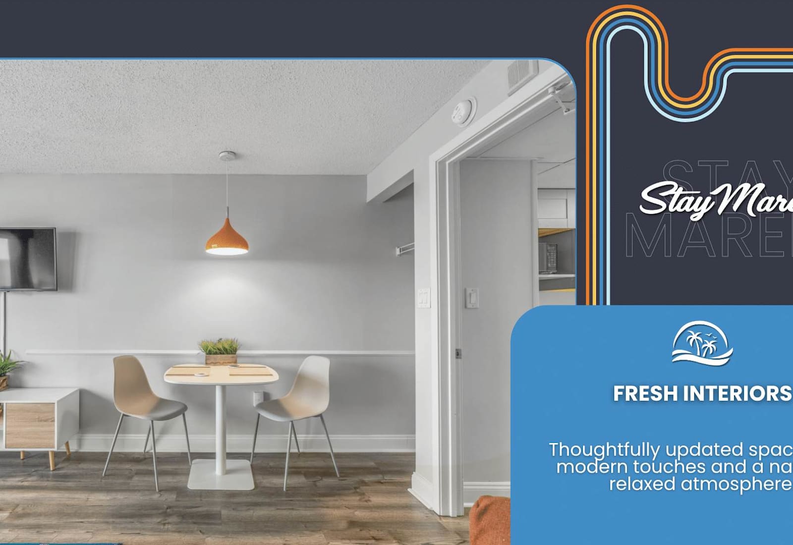 Bright, modern, and inviting — our fresh interiors blend stylish design with cozy comfort for a naturally relaxed stay.
