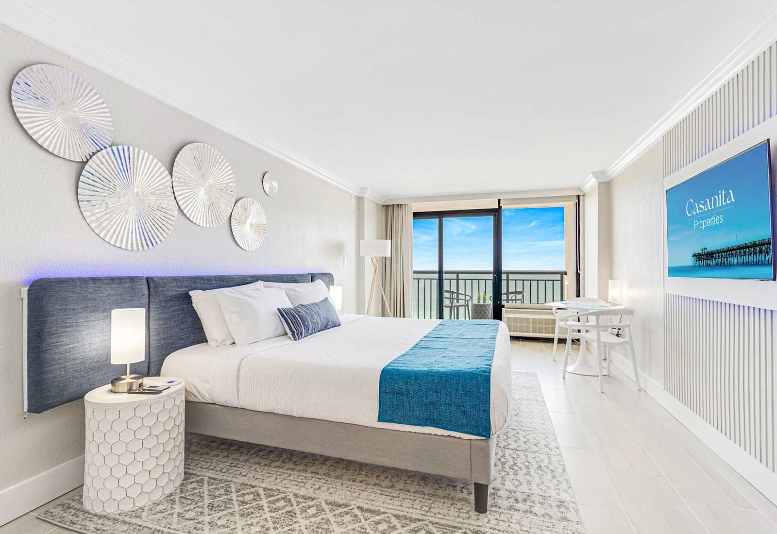 Luxurious bedroom with a king-sized bed, perfect for a restful night's sleep. 
