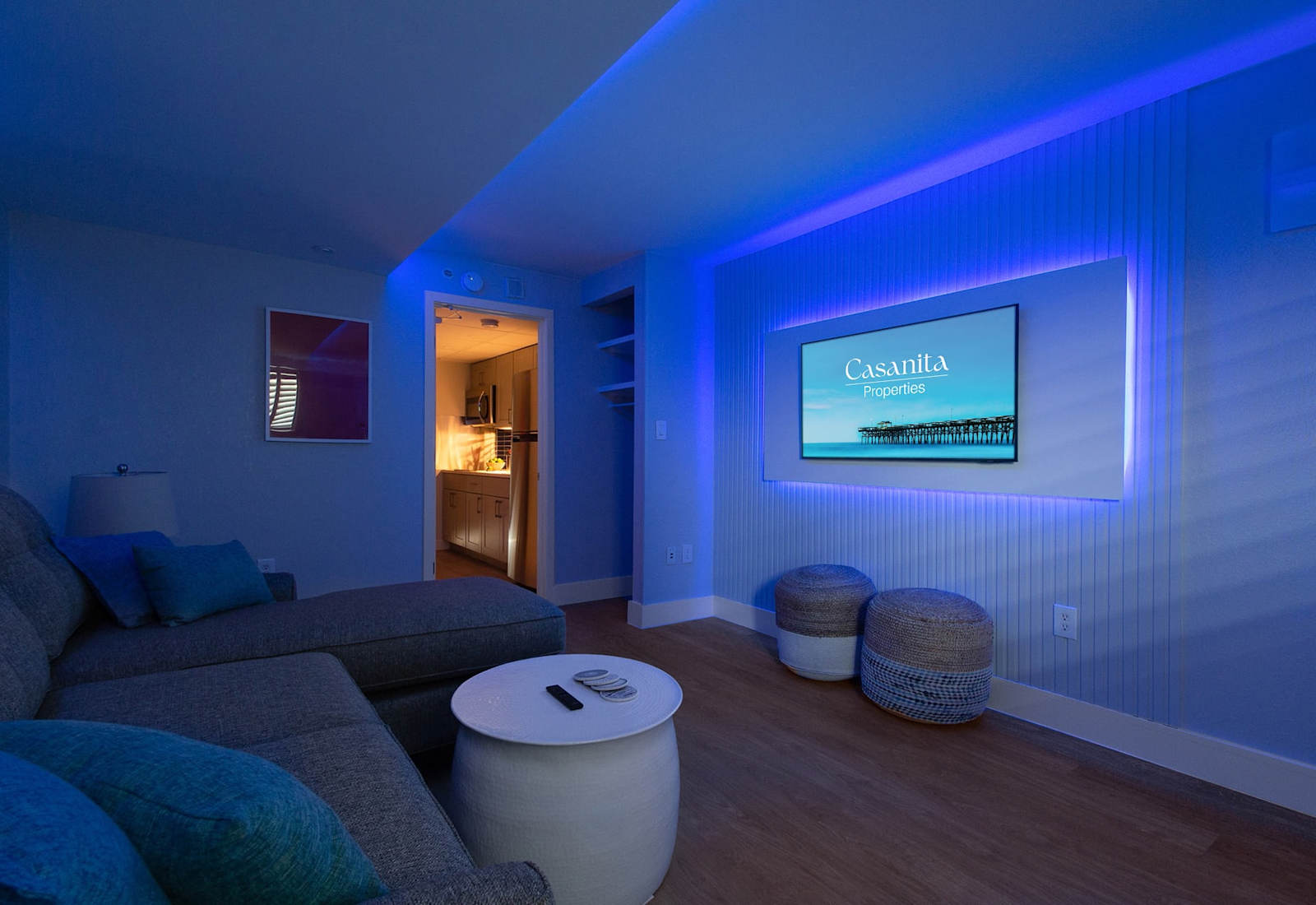 Experience custom lighting ambience—perfect for relaxation or romance