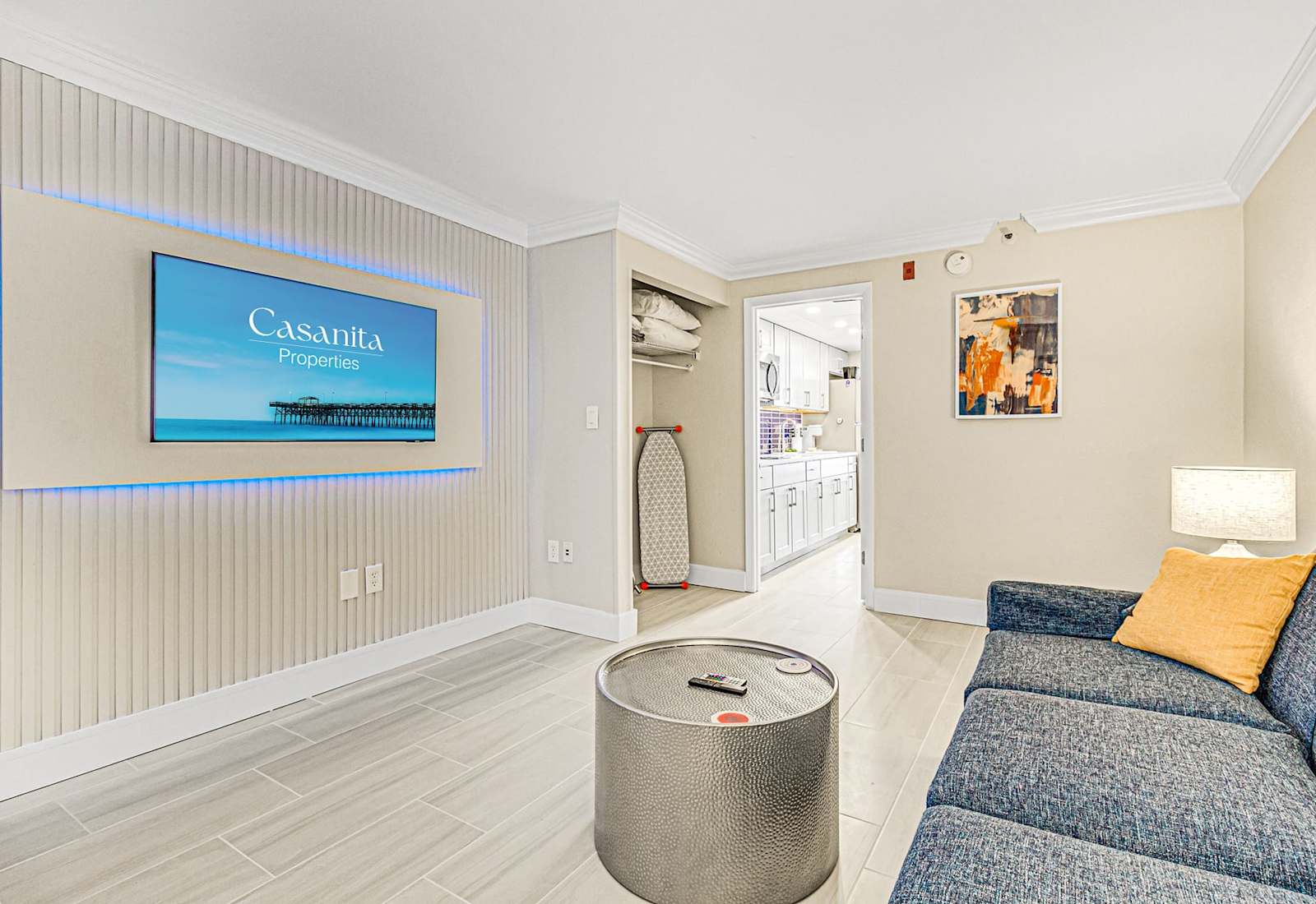 Cozy living area with a comfortable sofa, perfect for relaxing after a day of exploring.
