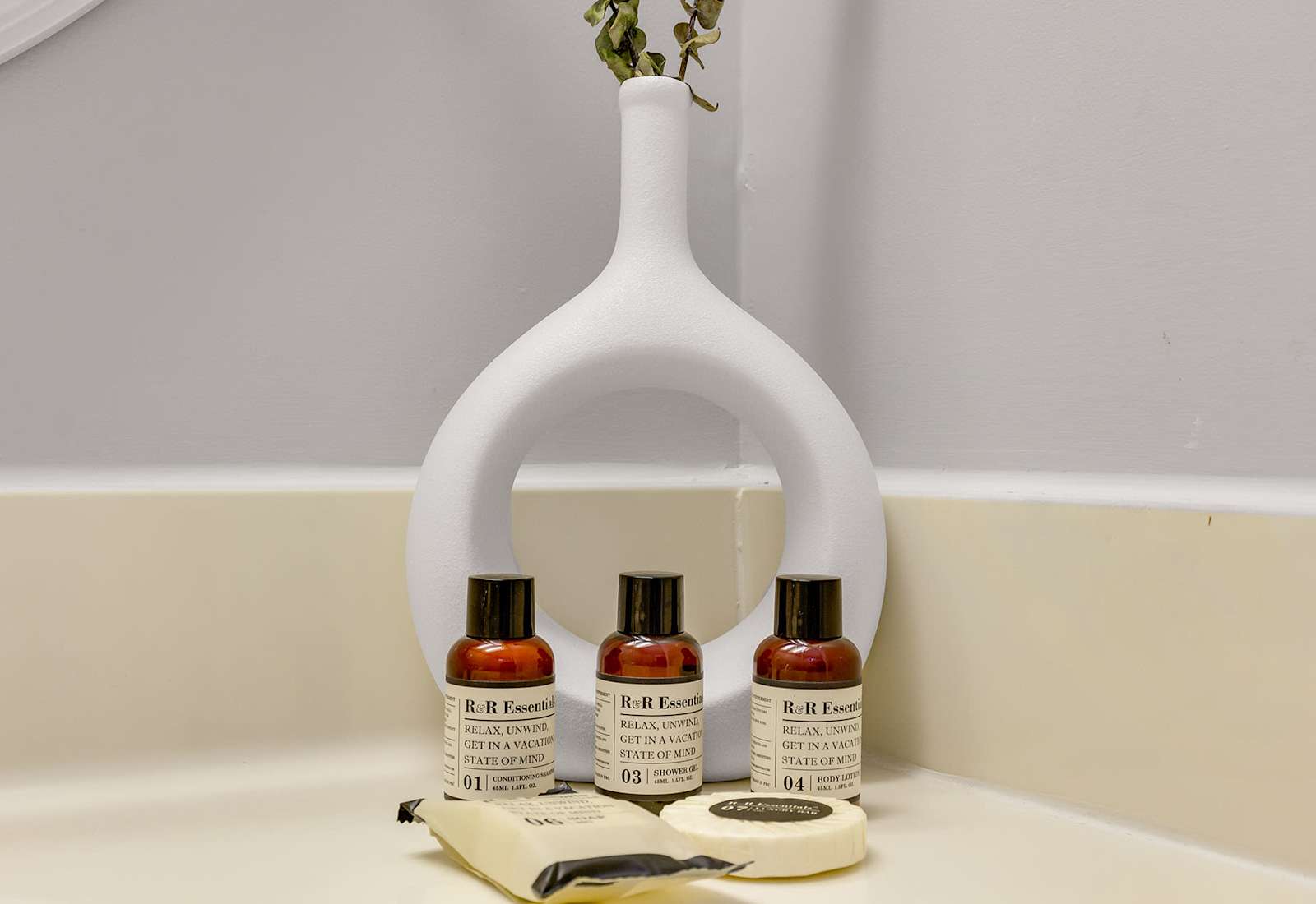 Indulge in our curated collection of luxurious toiletries designed to elevate your stay. With scents to relax and unwind, these travel-sized treats bring a vacation state of mind to your daily routine.