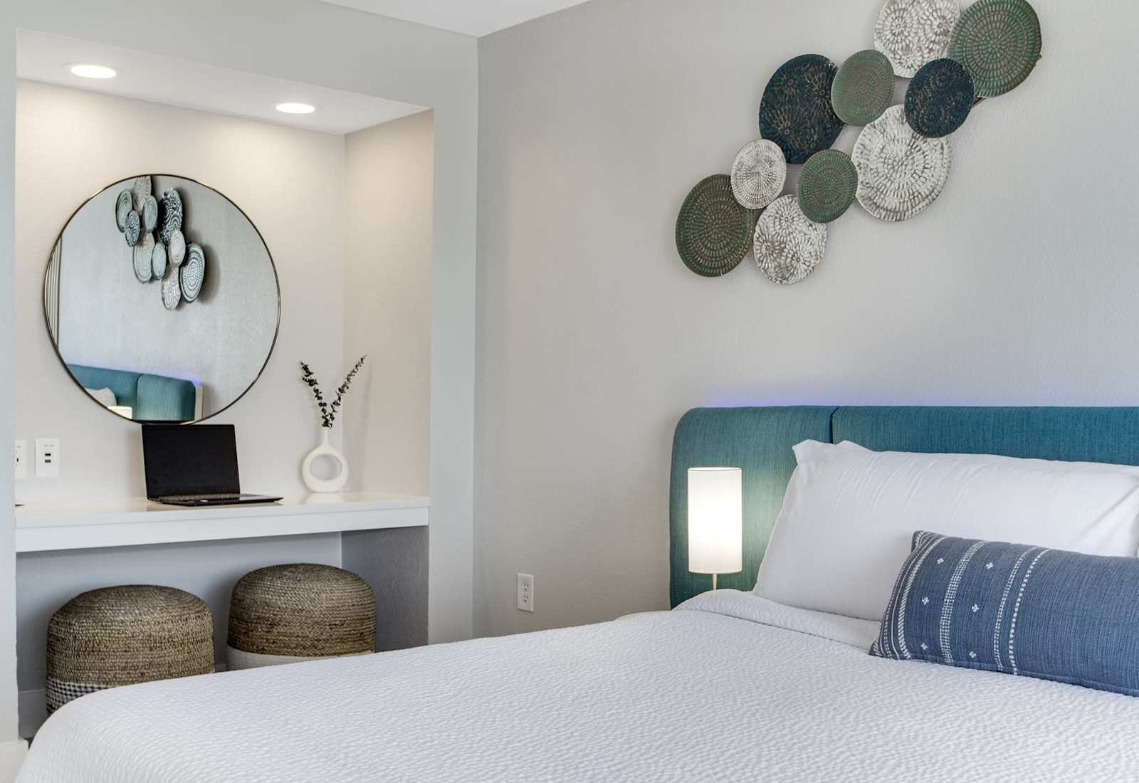 Thoughtfully designed with modern accents and soft lighting, this space offers a perfect blend of style and comfort for a restful night’s sleep.