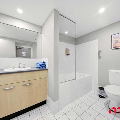 Clean bathroom with shower