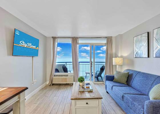 Wake up to stunning ocean views in this bright and cozy beachfront retreat! Featuring a comfy sofa, smart TV, and private balcony, this Myrtle Beach stay is your perfect home base for relaxation and seaside adventure