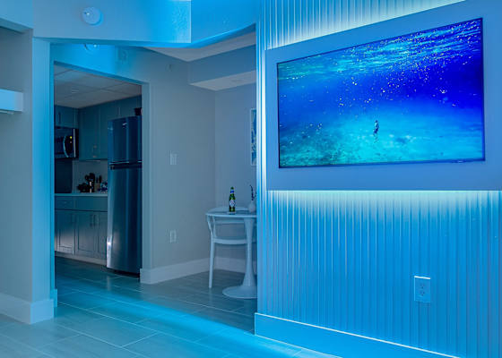 Experience custom lighting ambience—perfect for relaxation or romance.