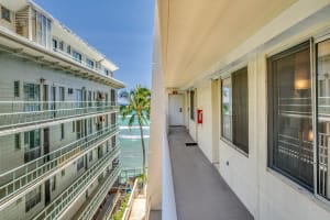 Walk through the hallway with calming sea scenery