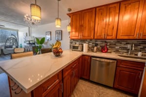 Spacious kitchen counter for easy meal prep