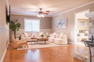 Spacious, sleek-designed living area