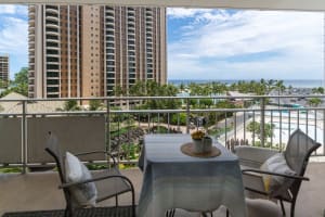 Bright, breezy balcony perfect for outdoor dining with a view