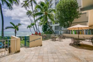 Spacious exterior amenity area with ocean views