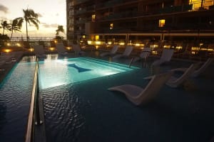 Relax by the pool in a cozy outdoor space