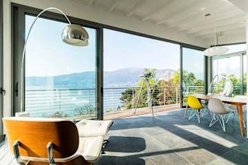 Living room with a view of the lake