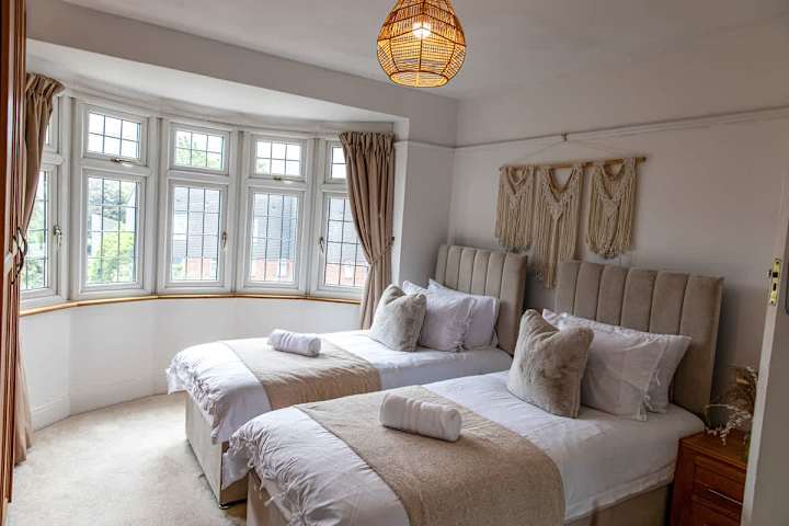 Front bedroom with zip lock bed that can be 2 singles or 1 Super King sized bed