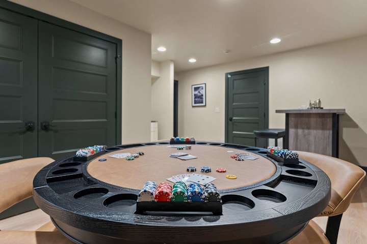 Round poker table and chairs