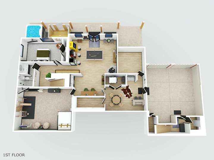 Lower-level floor plan of The Tamarack