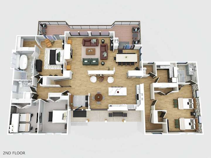 Main-level floor plan of The Tamarack