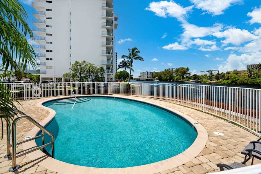 Pompano Condo: Guests can enjoy the heated community pool