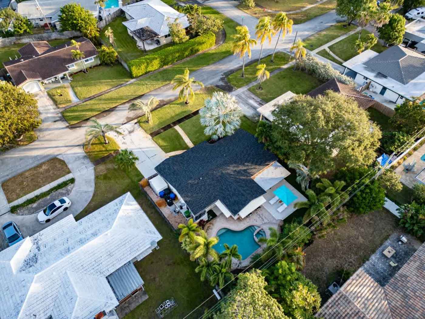 Gardens By The Sea: The house, pool and garden from above